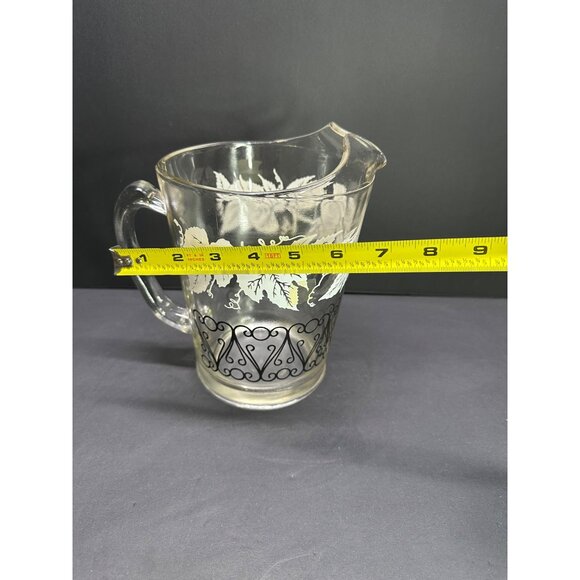 Vtg Bartlett Collin's Style Glass Pitcher Etched Grapevine Design 8.25" Tall - Picture 9 of 9